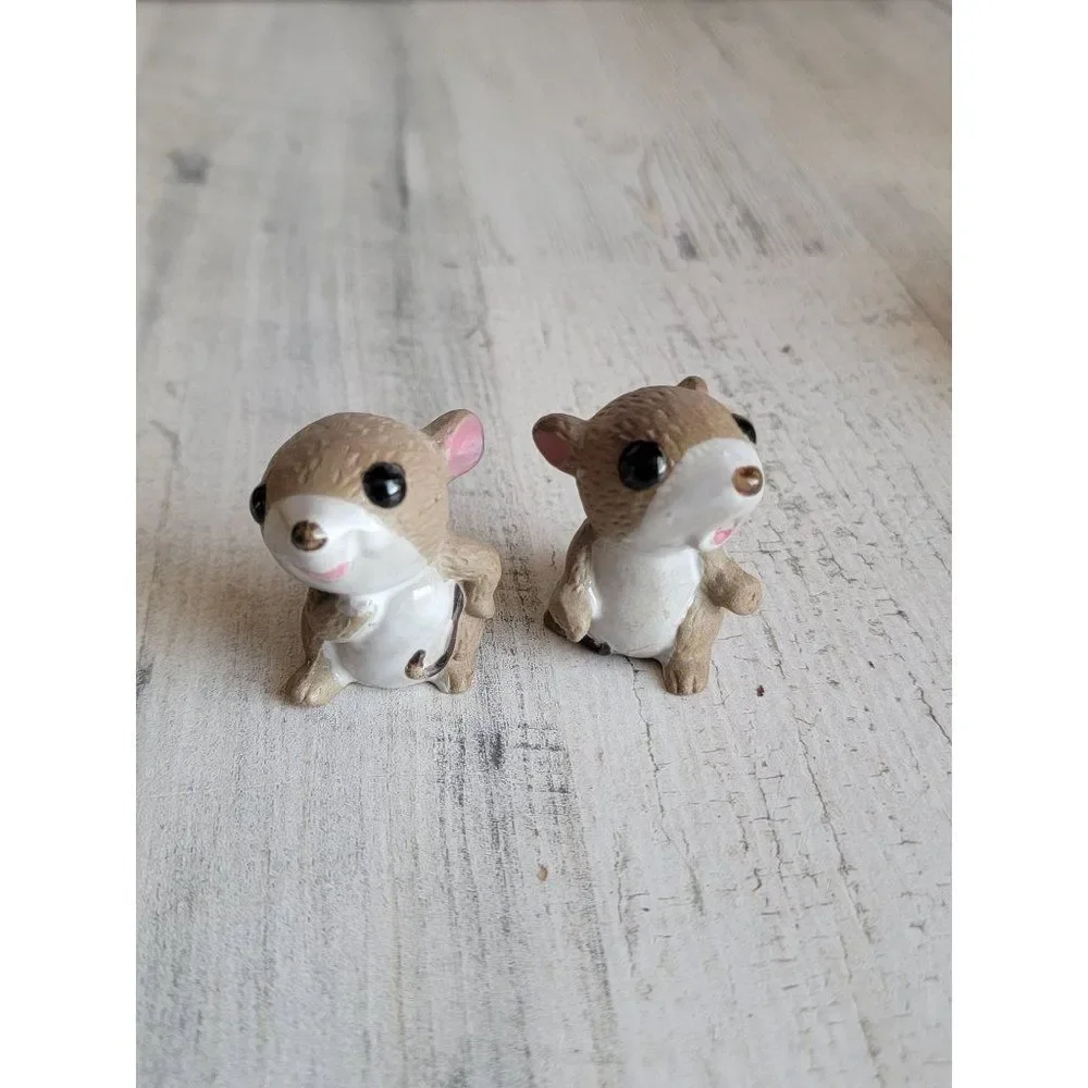 Mini ceramic Mouse set cute brown chipmunk‎ pet Xmas
